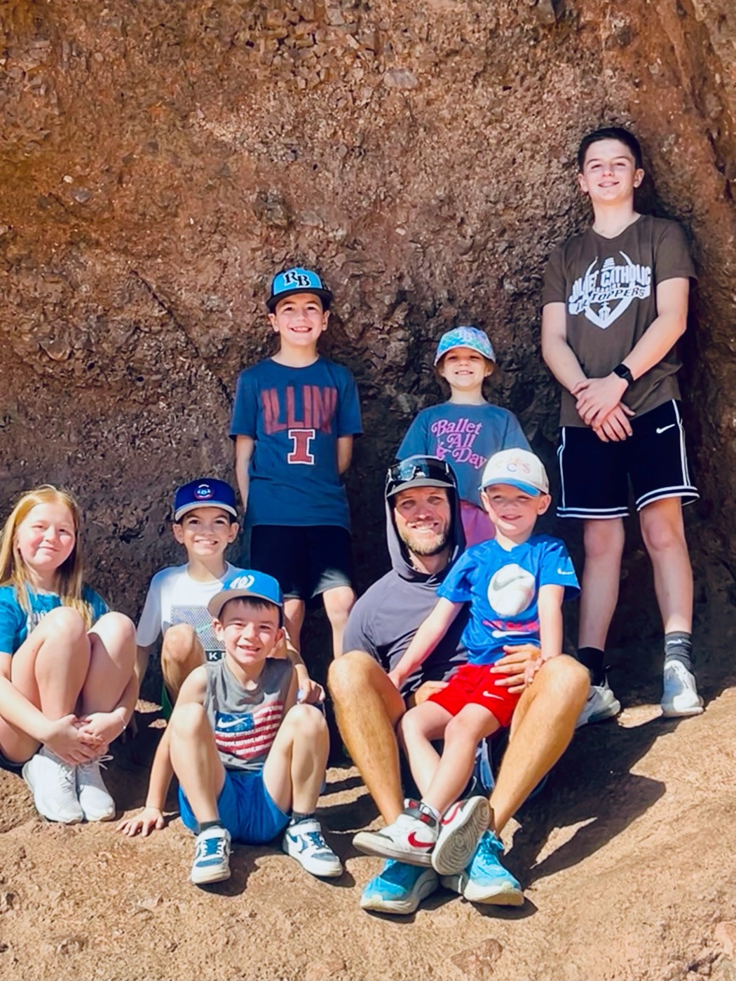 Jaws with his family and kids on a desert hike