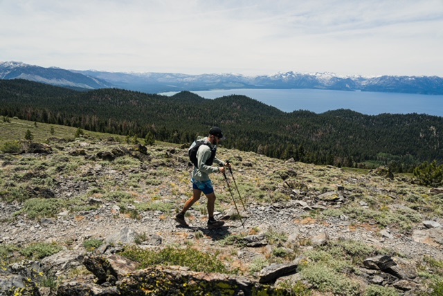JAWS running a high ridge above Lake Tahoe